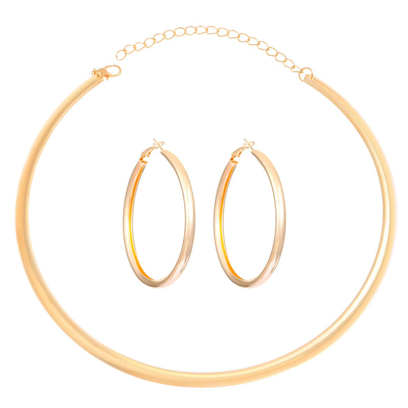 Wholesale Iron Geometric Style Electroplating Collar Earrings Twopiece Set Accessories For Women