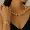 Wholesale Iron Geometric Style Electroplating Collar Earrings Twopiece Set Accessories For Women