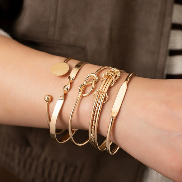 Wholesale Iron Retro Simple Geometric Open Chain Bracelet With Electroplating Treatment