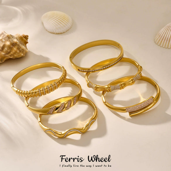 Wholesale Irregular Geometric Ferris Wheel Diamondencrusted Electroplated Stainless Steel And Zircon Bracelet For Women