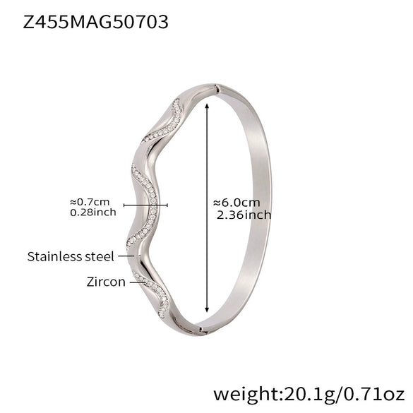 Wholesale Irregular Geometric Ferris Wheel Diamondencrusted Electroplated Stainless Steel And Zircon Bracelet For Women