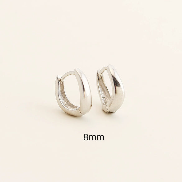 Wholesale Irregular Geometric Plain Hoop Earrings S925 Silver Glossy Electroplated Unisex