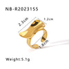Wholesale Irregular Heartshaped Concaveconvex Surface Geometric Opening Ring In Stainless Steel With 18K Furnace Vacuum Plating For Women