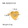 Wholesale Irregular Heartshaped Concaveconvex Surface Geometric Opening Ring In Stainless Steel With 18K Furnace Vacuum Plating For Women