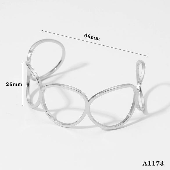 Wholesale Irregular Hollow Stainless Steel Bracelet With Minimalist Design Opening Adjustable Cold Style Electroplating For Women