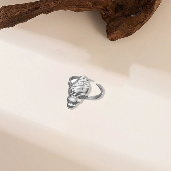 Wholesale Irregular Ocean Ring With Scallop Opening Adjustable Made Of Titanium Steel In Casual And Minimalist Style 18K Gold Plated By Vacuum Electroplating For Women