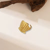 Wholesale Irregular Ocean Ring With Scallop Opening Adjustable Made Of Titanium Steel In Casual And Minimalist Style 18K Gold Plated By Vacuum Electroplating For Women