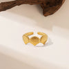 Wholesale Irregular Ocean Ring With Scallop Opening Adjustable Made Of Titanium Steel In Casual And Minimalist Style 18K Gold Plated By Vacuum Electroplating For Women