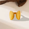 Wholesale Irregular Ocean Ring With Scallop Opening Adjustable Made Of Titanium Steel In Casual And Minimalist Style 18K Gold Plated By Vacuum Electroplating For Women
