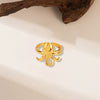 Wholesale Irregular Ocean Ring With Scallop Opening Adjustable Made Of Titanium Steel In Casual And Minimalist Style 18K Gold Plated By Vacuum Electroplating For Women