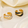 Wholesale Irregular Oil Dripping Stainless Steel Ring With Geometric Design French Retro Style 18K Gold Plated Opening Adjustable For Women