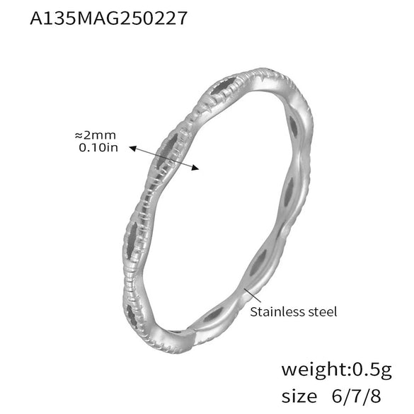 Wholesale Irregular Open Ring Titanium Steel Pvd Plated 18K True Gold Color Geometric Light Luxury Design