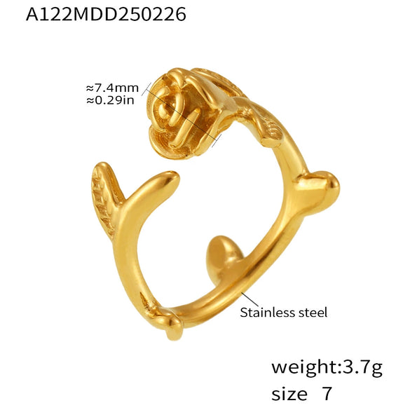 Wholesale Irregular Open Ring Titanium Steel Pvd Plated 18K True Gold Color Geometric Light Luxury Design