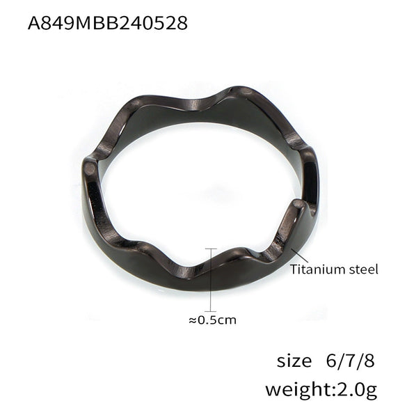 Wholesale Irregular Open Ring Titanium Steel Pvd Plated 18K True Gold Color Geometric Light Luxury Design