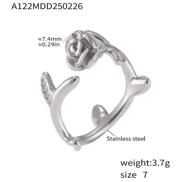 Wholesale Irregular Open Ring Titanium Steel Pvd Plated 18K True Gold Color Geometric Light Luxury Design