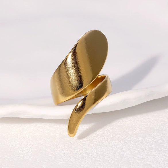 Wholesale Irregular Retro Geometric Spiral Opening Adjustable Rings In Stainless Steel With Electroplating For Men And Women