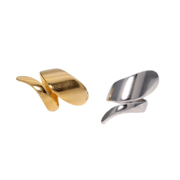 Wholesale Irregular Retro Geometric Spiral Opening Adjustable Rings In Stainless Steel With Electroplating For Men And Women