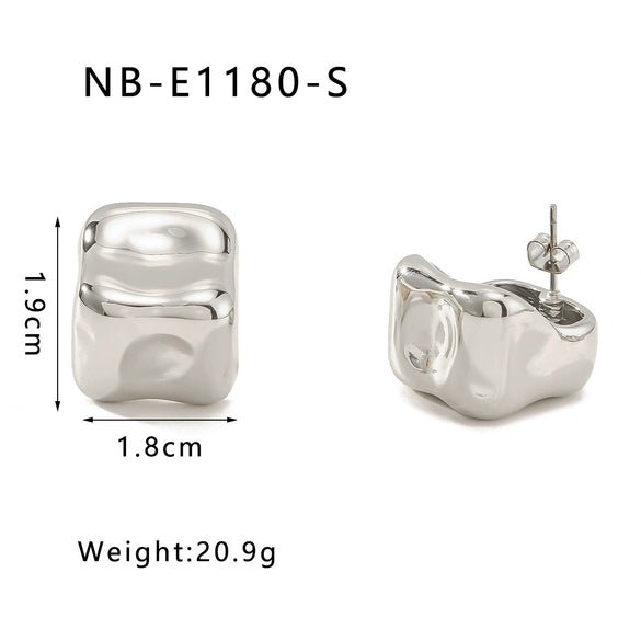 Wholesale Irregular Square Stainless Steel Hollow Earrings With Dazzling Concave Geometric Pattern And 18K Vacuum Plating In Furnace For Women