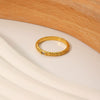 Wholesale Irregular Texture Inlaid Zircon Titanium Steel Ring With 18K Gold Electroplated For Women Geometric Style