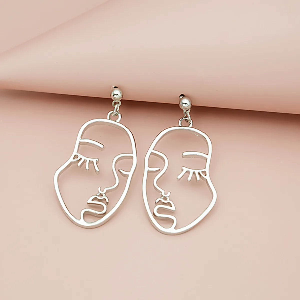 Wholesale Jewelry 1 Pair Artistic Human Face Alloy Gold Plated Silver Plated Drop Earrings