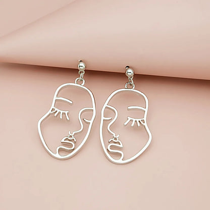 Wholesale Jewelry 1 Pair Artistic Human Face Alloy Gold Plated Silver Plated Drop Earrings