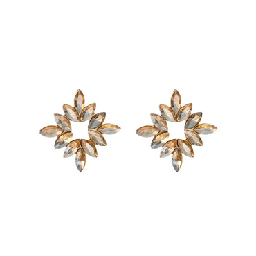 Wholesale Jewelry 1 Pair Baroque Style Flower Alloy Rhinestones Glass Gold Plated Ear Studs