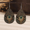 Wholesale Jewelry 1 Pair Cowboy Style Water Droplets Cattle Wood Drop Earrings