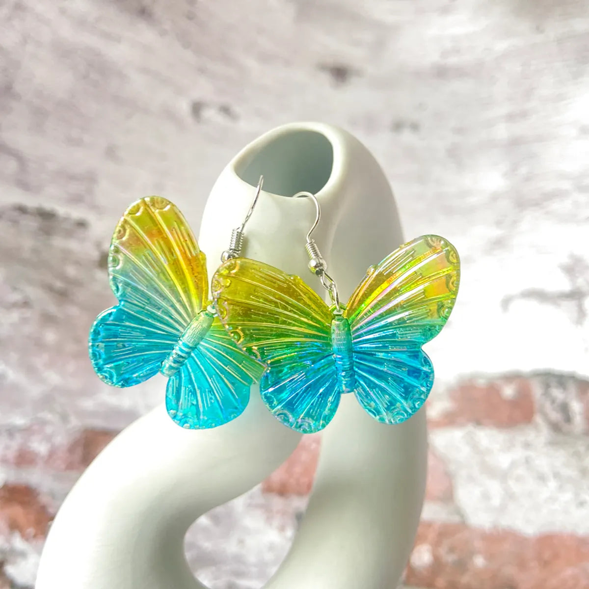 1 Pair Cute Butterfly Patchwork Arylic Drop Earrings