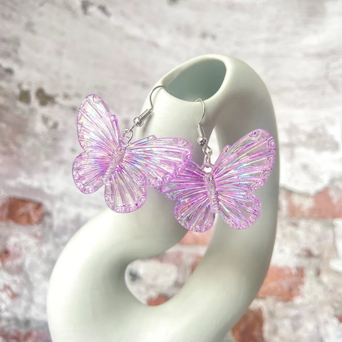 1 Pair Cute Butterfly Patchwork Arylic Drop Earrings