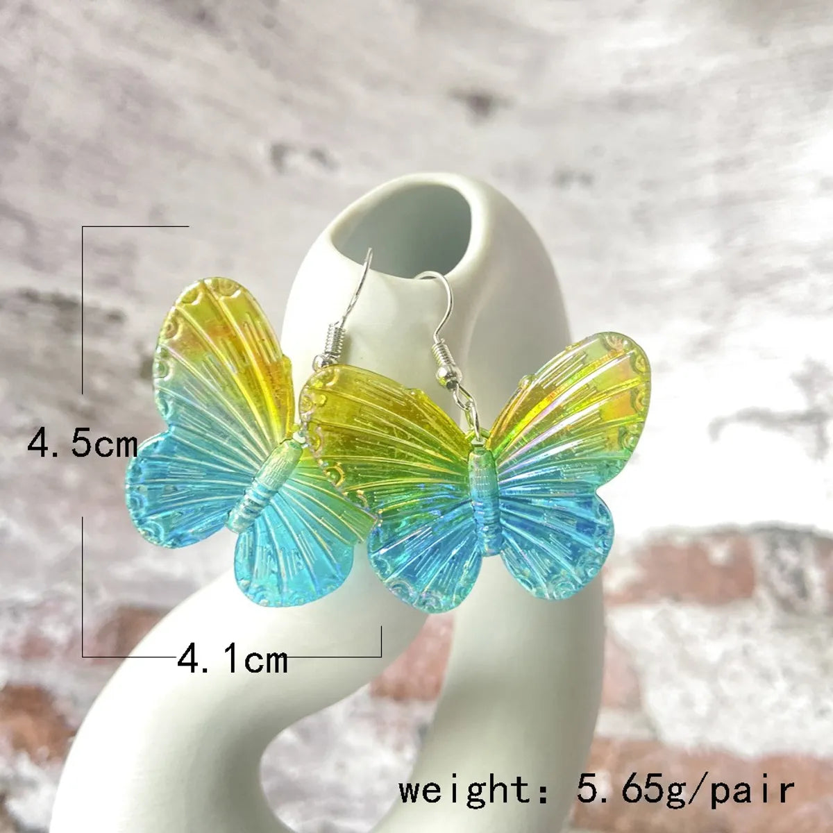 1 Pair Cute Butterfly Patchwork Arylic Drop Earrings