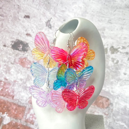 1 Pair Cute Butterfly Patchwork Arylic Drop Earrings