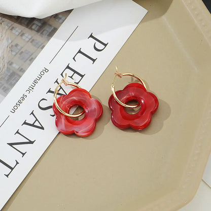 Wholesale Jewelry 1 Pair Cute Flower Alloy Earrings