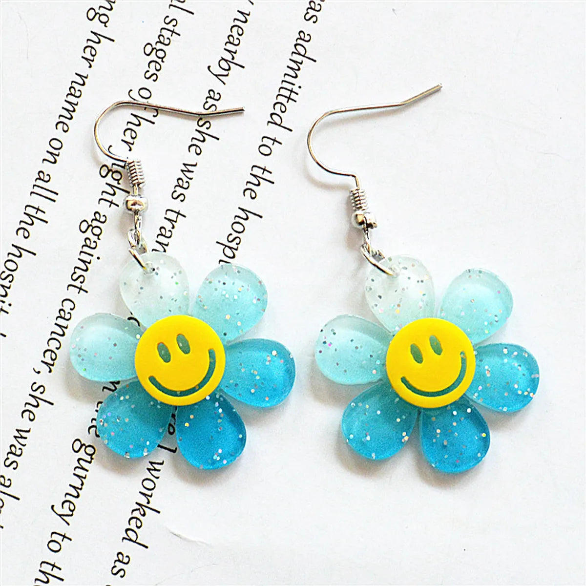 Wholesale Jewelry 1 Pair Cute Smile Face Flower Arylic Drop Earrings