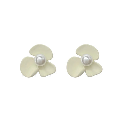 Wholesale Jewelry 1 Pair Elegant Flower Alloy Artificial Pearls Earrings