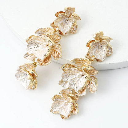 Wholesale Jewelry 1 Pair Elegant Flower Alloy Drop Earrings