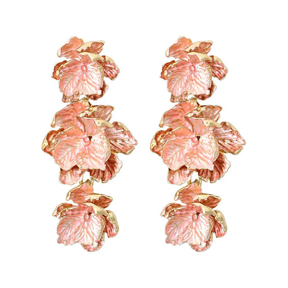 Wholesale Jewelry 1 Pair Elegant Flower Alloy Drop Earrings