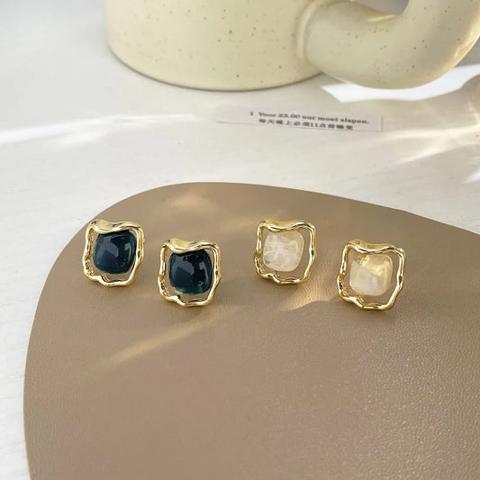 Wholesale Jewelry 1 Pair Elegant Geometric Alloy Resin Ear Studs