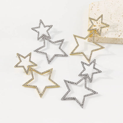 Wholesale Jewelry 1 Pair Elegant Star Alloy Rhinestones Earrings