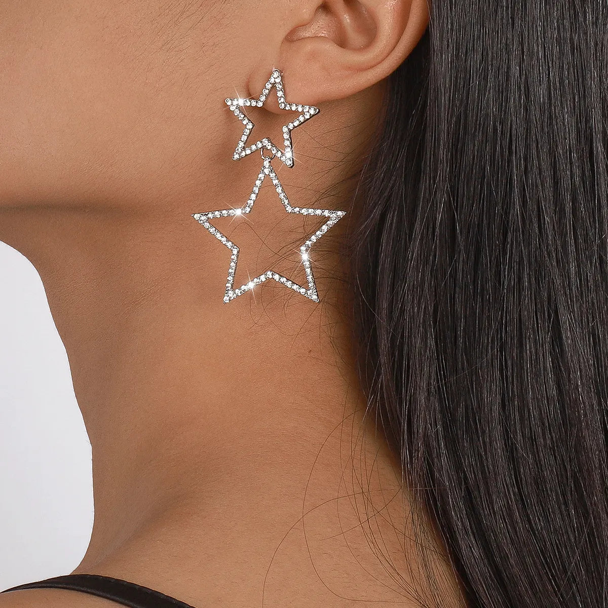 Wholesale Jewelry 1 Pair Elegant Star Alloy Rhinestones Earrings