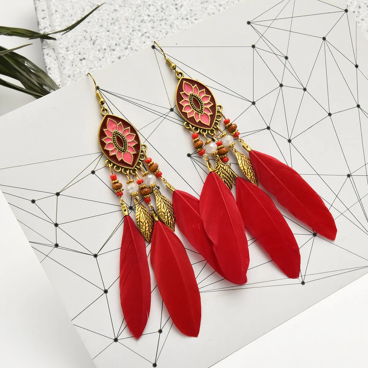 Wholesale Jewelry 1 Pair Ethnic Style Leaf Feather Ear Hook