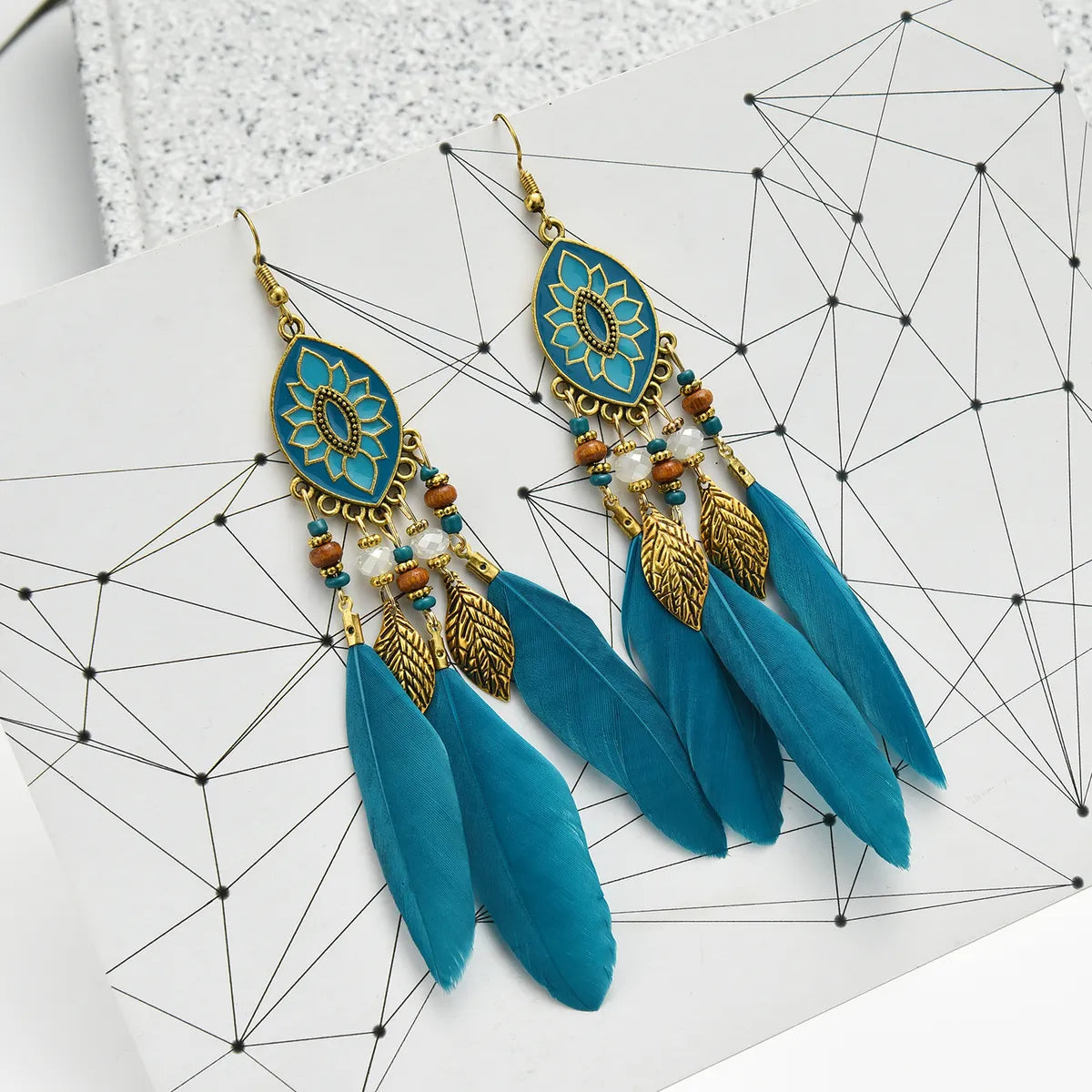 Wholesale Jewelry 1 Pair Ethnic Style Leaf Feather Ear Hook