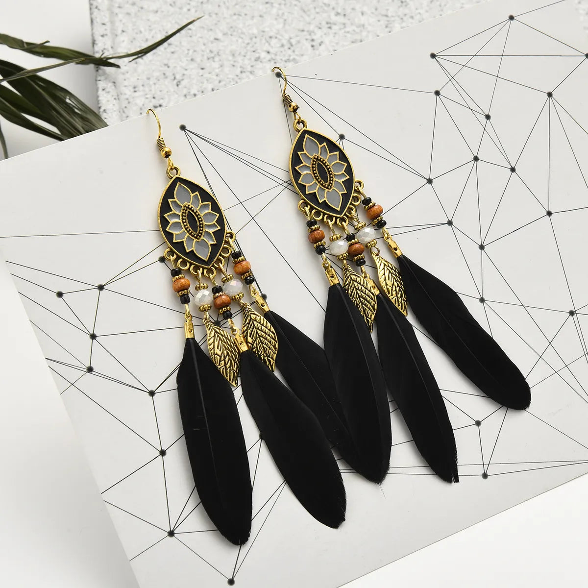 Wholesale Jewelry 1 Pair Ethnic Style Leaf Feather Ear Hook