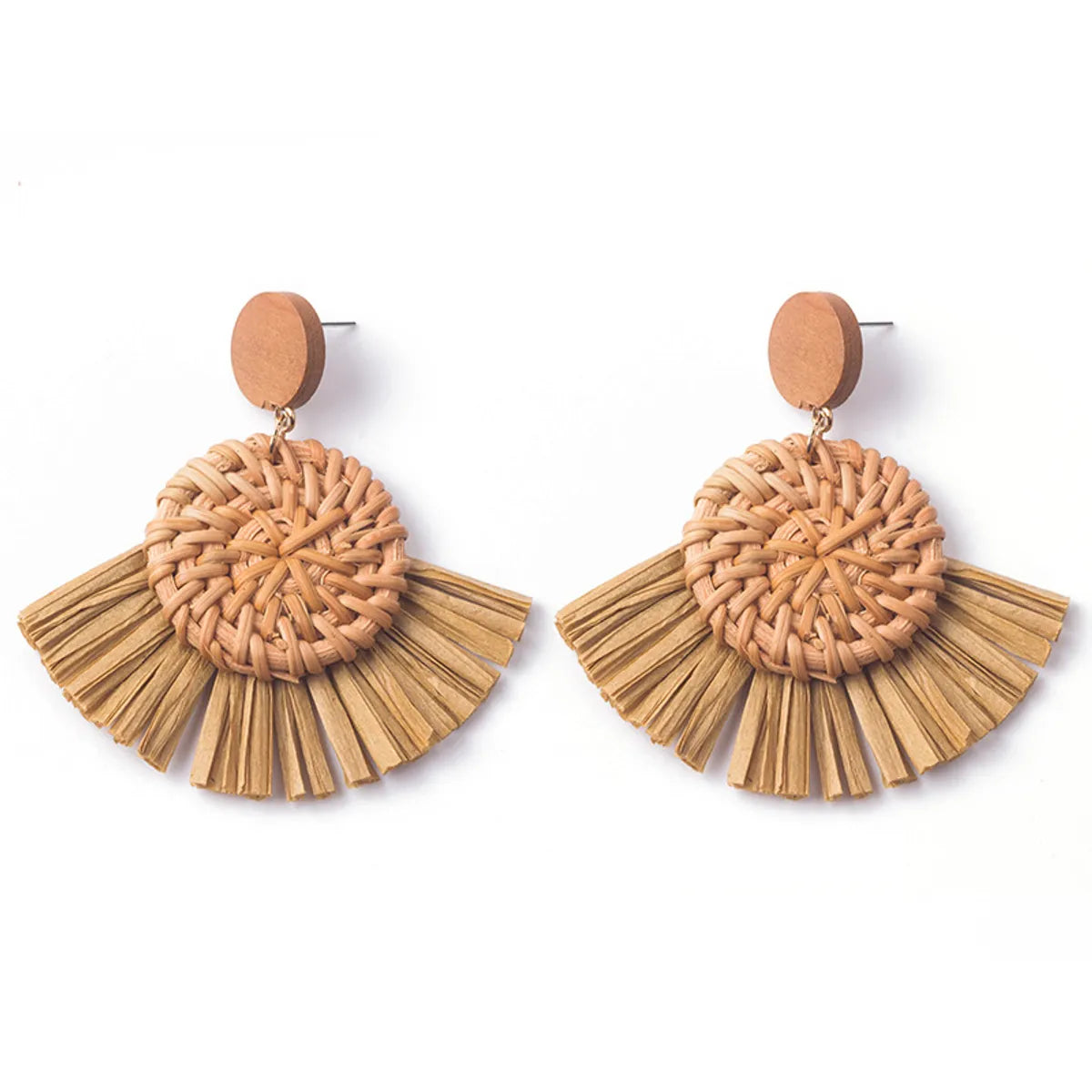 Wholesale Jewelry 1 Pair Ethnic Style Solid Color Raffia Drop Earrings