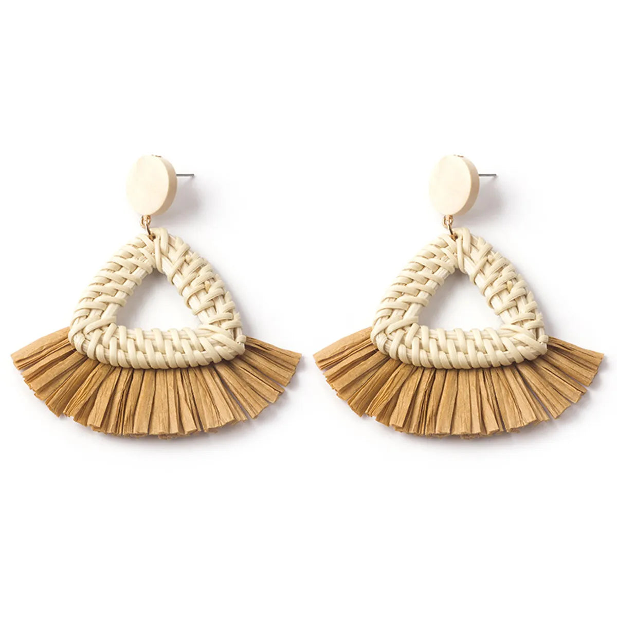 Wholesale Jewelry 1 Pair Ethnic Style Solid Color Raffia Drop Earrings