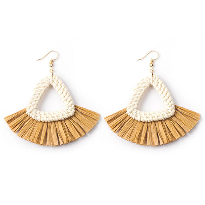 Wholesale Jewelry 1 Pair Ethnic Style Solid Color Raffia Drop Earrings