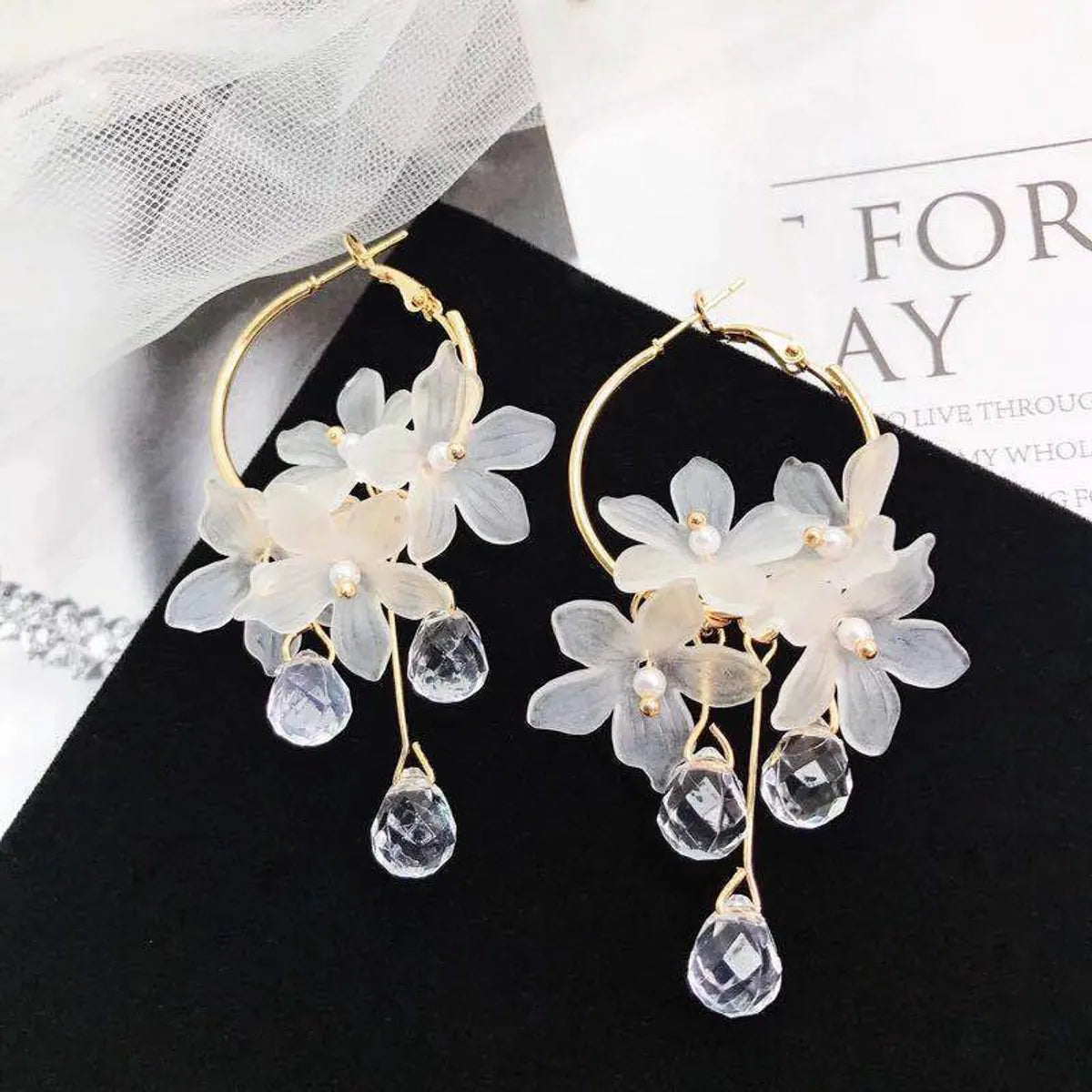 Wholesale Jewelry 1 Pair Exaggerated Flower Alloy Drop Earrings