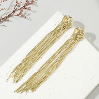 1 Pair Ins Style Tassel Knot Alloy Drop Earrings