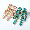 Wholesale Jewelry 1 Pair Luxurious Oval Water Droplets Alloy Artificial Gemstones Drop Earrings