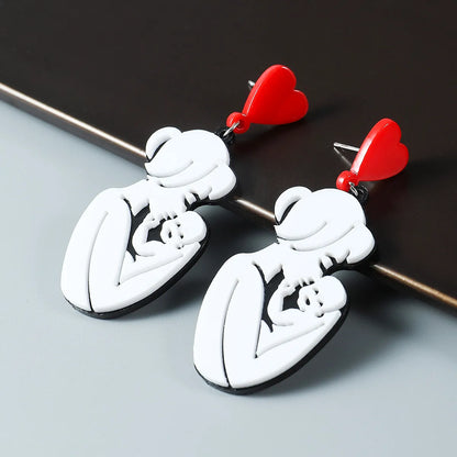 Wholesale Jewelry 1 Pair Mama Portrait Heart Shape Arylic Drop Earrings