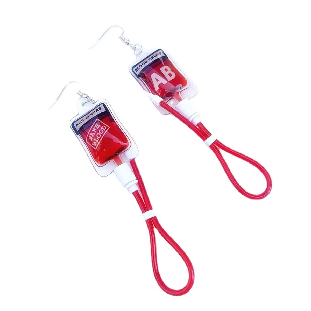 1 Pair Novelty Blood Bag Irregular Stamping Plastic Drop Earrings